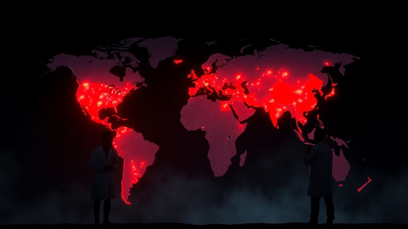 Harta lumii cu focare roșii în Asia și Africa.